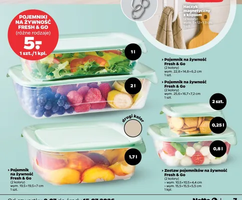 Pojemnik na żywność Fresh & Go 22,8x14,8x6,2 cm promocja w Netto