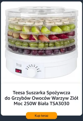 Suszarka spożywcza Teesa TSA3030 biała promocja w Amazon