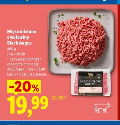 Mięso mielone z wołowiny Black Angus promocja w Lidl