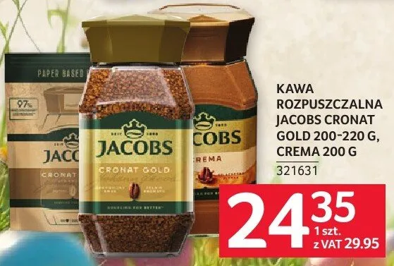 Kawa rozpuszczalna Jacobs Cronat Gold 200-220 g, Crema 200 g promocja w Selgros