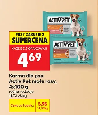 Karma dla psa Activ Pet małe rasy 4-pak promocja w Biedronka