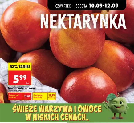 Nektarynki na wagę promocja w Biedronka