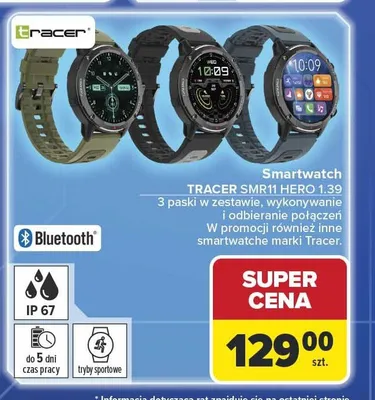 Smartwatch TRACER SMR11 HERO 1.39 3 paski w zestawie promocja w Carrefour