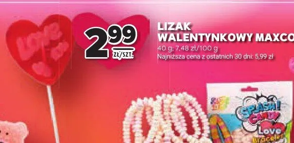 Lizak walentynkowy Maxco promocja w Stokrotka