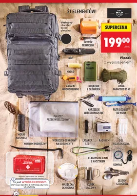 Plecak z wyposażeniem Wild Trek promocja w Biedronka
