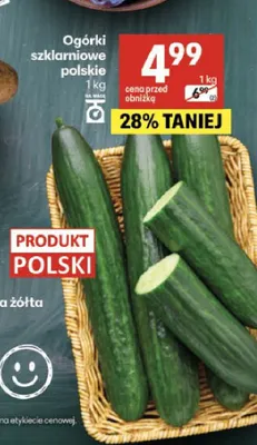 Ogórki szklarniowe polskie promocja w Delikatesy Centrum
