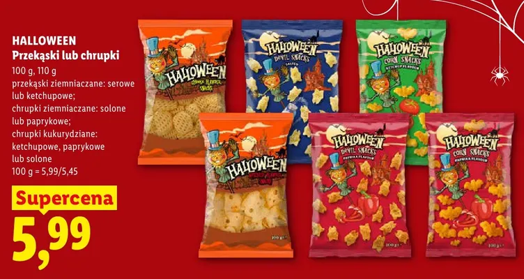 Chrupki kukurydziane ketchupowe Halloween promocja w Lidl