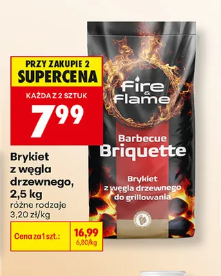 Brykiet z węgla drzewnego Fire & Flame promocja w Biedronka