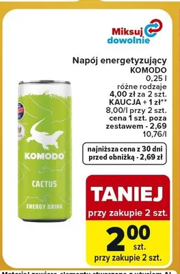 Napój energetyzujący Komodo promocja w Carrefour Express