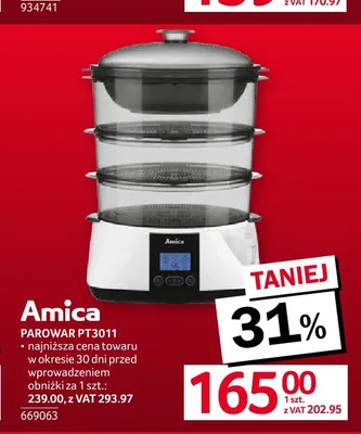 Parowar PT3011 Amica promocja w Selgros
