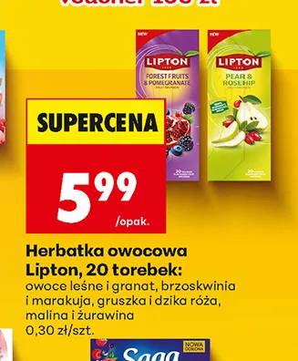 Herbatka owocowa Lipton malina i żurawina promocja w Biedronka
