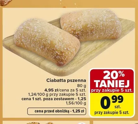 Ciabatta pszenna promocja w Carrefour