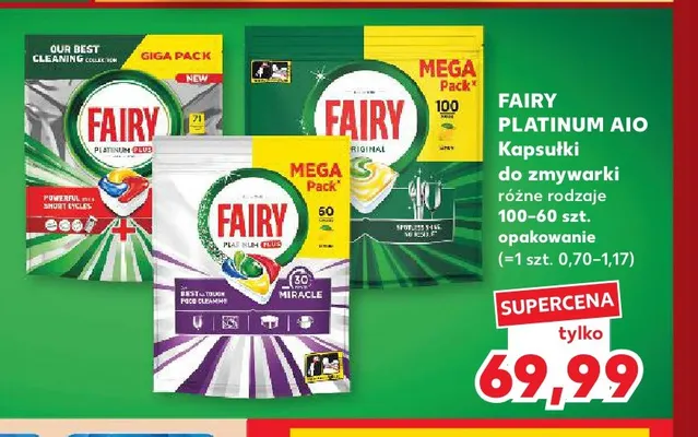Kapsułki do zmywarki Fairy Platinum AIO promocja w Kaufland