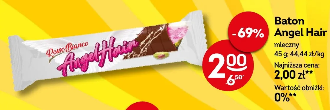 Baton Angel Hair mleczny Rosso Bianco promocja w Żabka
