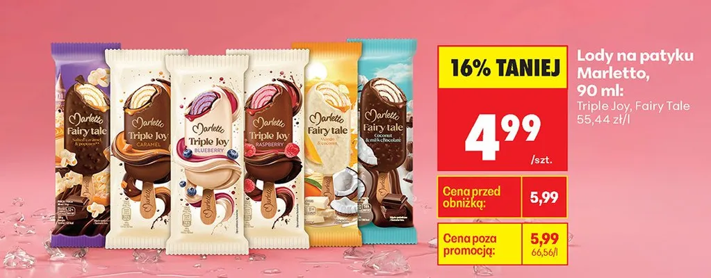 Lody na patyku Triple Joy promocja w Biedronka