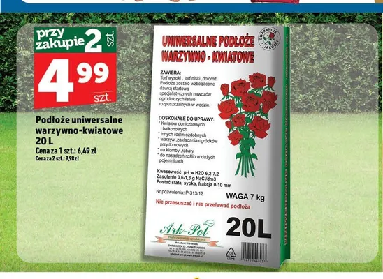 Podłoże uniwersalne warzywno-kwiatowe Ark-Pol promocja w TOPAZ
