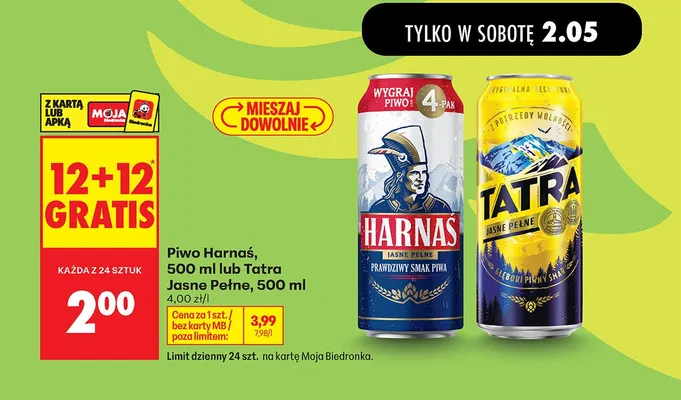 Piwo Harnaś Jasne Pełne promocja w Biedronka