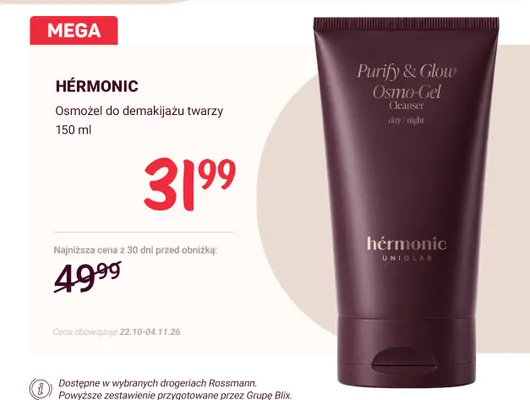 Osmożel do demakijażu twarzy Hérmonic promocja w Rossmann