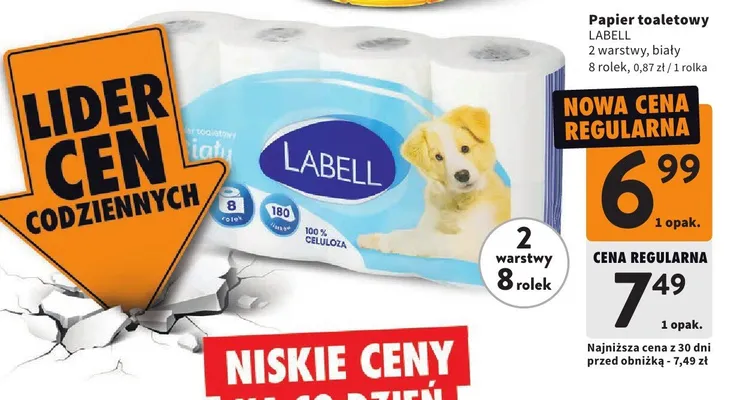 Papier toaletowy biały 2 warstwy promocja w Intermarche