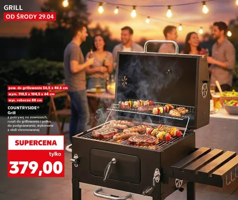 Grill Countryside 110,5x104,5x64cm z pokrywą na zawiasach ruszt do grillowania i półka do podgrzewania promocja w Kaufland