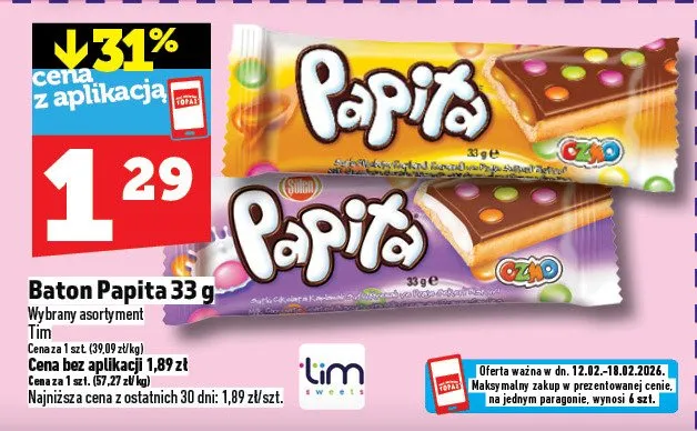 Baton Papita 33 g promocja w TOPAZ