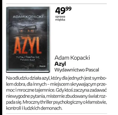 Książka Azyl Adam Kopacki promocja w Empik