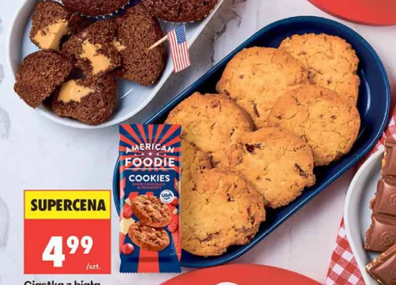 Ciastka z białą czekoladą i żurawiną American Foodie promocja w Biedronka