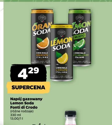 Napój gazowany Lemon Soda Fonti di Crodo promocja w Netto