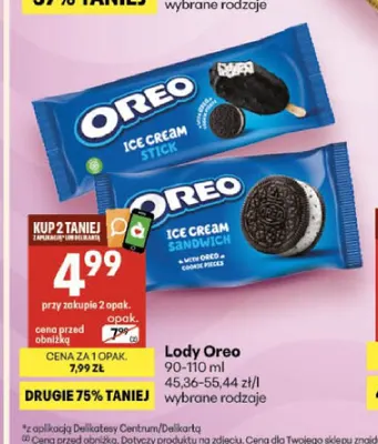 Lody Oreo Ice Cream Sandwich promocja w Delikatesy Centrum