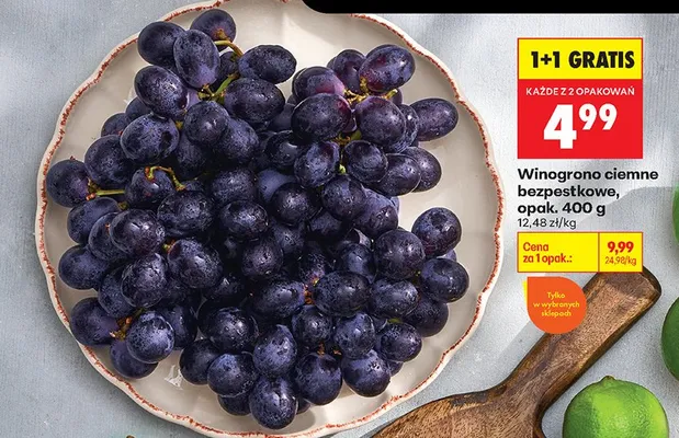 Winogrono ciemne bezpestkowe promocja w Biedronka