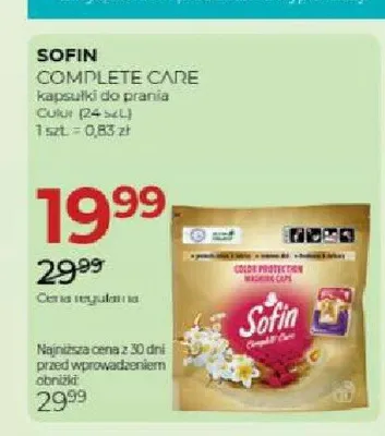 Kapsułki do prania Sofin Complete Care promocja w Drogerie Jawa