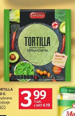 Tortilla pszenna o smaku szpinakowym Sandra promocja w Selgros
