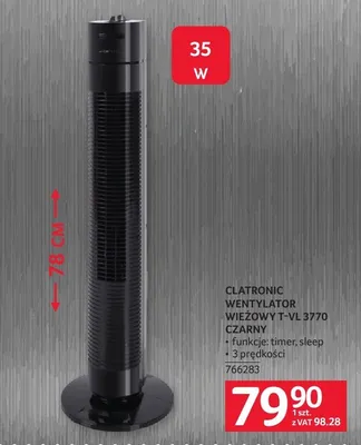 Wentylator wieżowy T-VL 3770 czarny promocja w Selgros