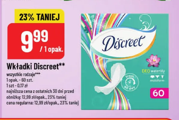 Wkładki higieniczne Discreet promocja w POLOmarket