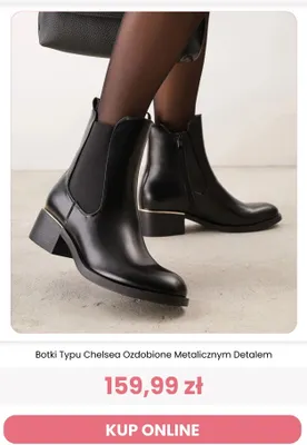 Botki typu chelsea ozdobione metalicznym detalem Renee promocja w Renee