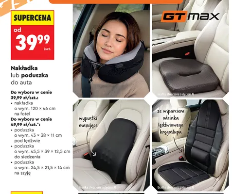 Poduszka na szyję do auta 24,5x21,5x14 cm Gt Max promocja w Biedronka