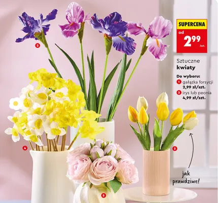 Bukiet sztucznych kwiatów narcyzy o wys. 30 cm promocja w Biedronka