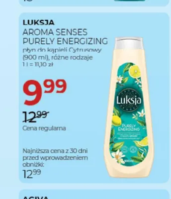 Płyn do kąpieli Luksja Aroma Senses Purely Energizing promocja w Drogerie Jawa