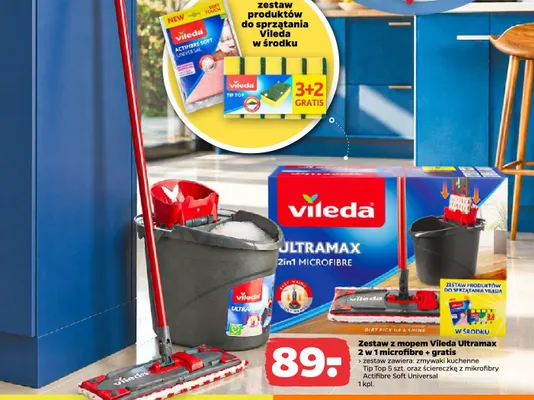 Zestaw z mopem Vileda Ultramax 2 w 1 microfibre promocja w Netto