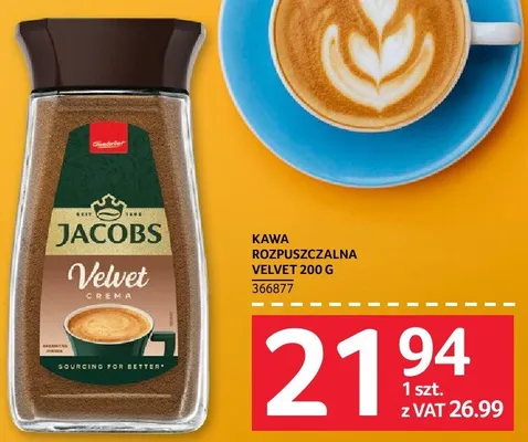 Kawa rozpuszczalna Jacobs Velvet 200 g promocja w Selgros