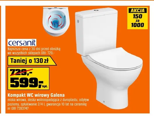 Kompakt WC wirowy Galena Cersanit promocja w OBI