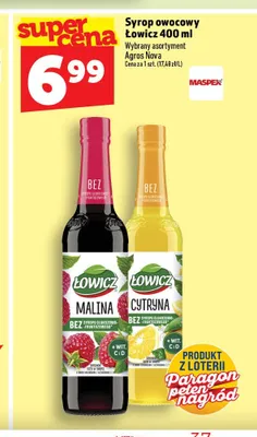 Syrop owocowy Łowicz Malina promocja w TOPAZ