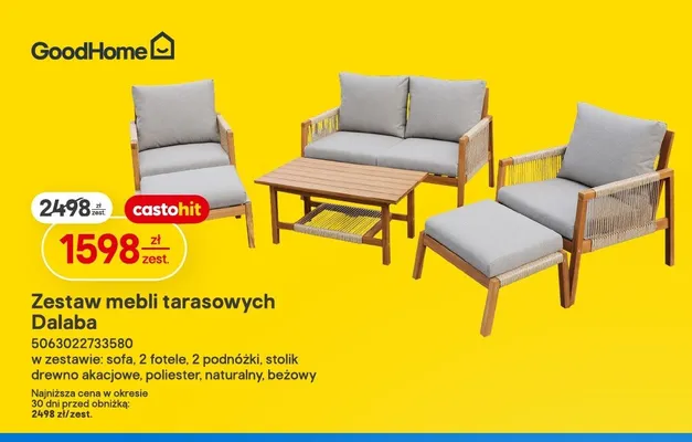 Zestaw mebli tarasowych GoodHome Dalaba promocja w Castorama
