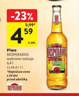 Piwo Desperados Original promocja w Intermarche