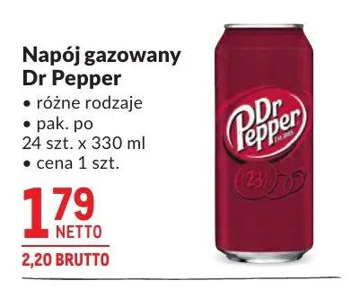 Napój gazowany Dr Pepper promocja w Makro