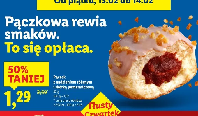 Pączek z nadzieniem różanym i skórką pomarańczową promocja w Lidl
