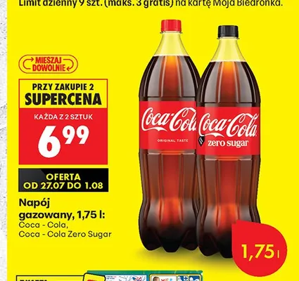 Napój gazowany Coca-Cola Zero Sugar promocja w Biedronka
