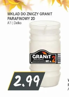 Wkład do zniczy Granit parafinowy 2D promocja w Słoneczko