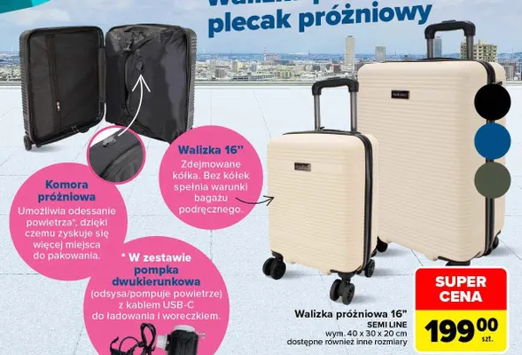 Walizka próżniowa 16" Semi Line promocja w Carrefour