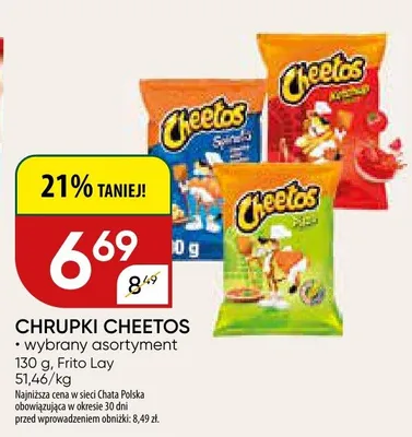 Chrupki cheetos wybrany asortyment promocja w Chata Polska